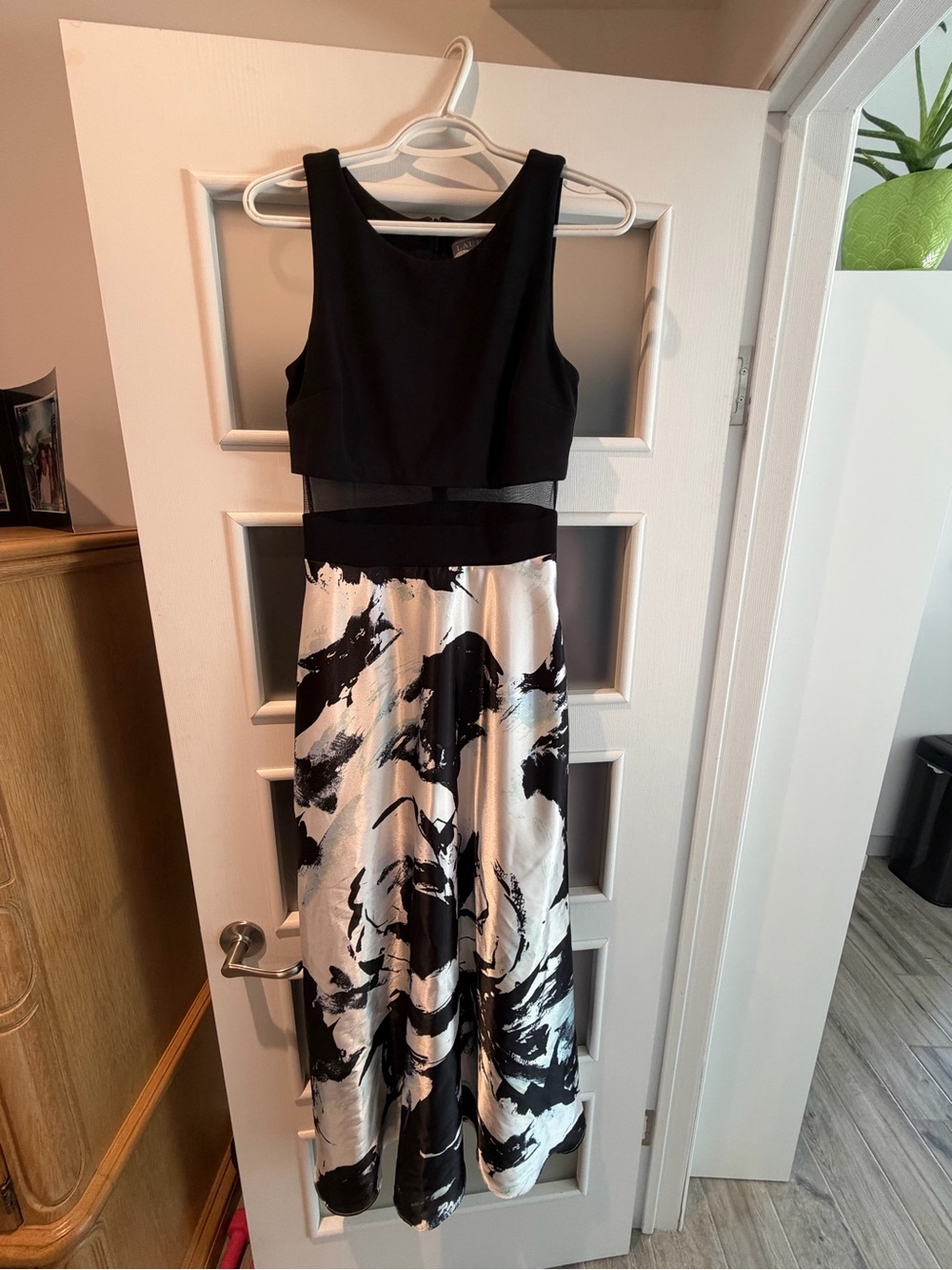 Black and White Floral A-Line Maxi Dress